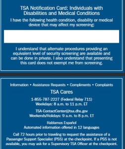 TSA notification card
